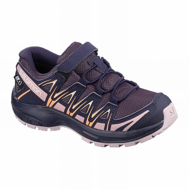 Chaussures De Trail Running Salomon Enfant Violette / Bleu - Salomon XA PRO 3D CSWP K - France (9014